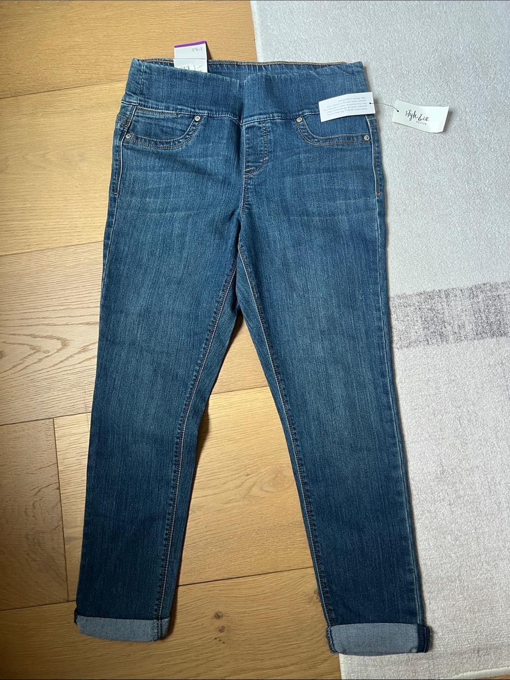 Style & co midrise boyfriend jeans with elastic waist